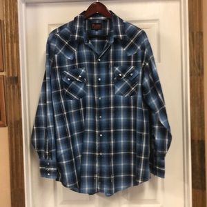 Blue Plaid Plains Western Wear Pearl Snap